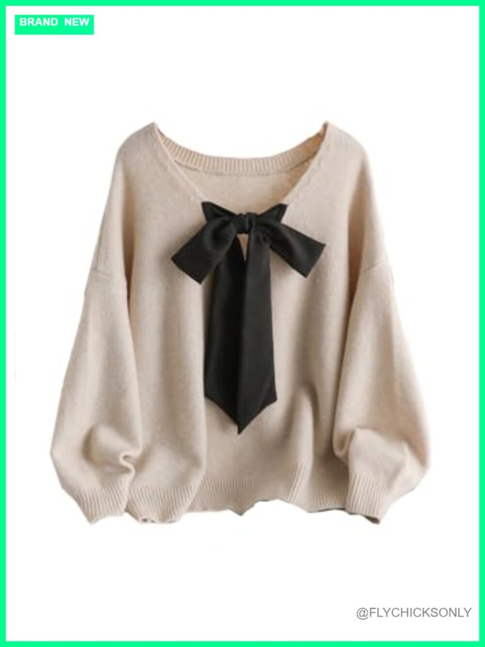 Plus Size Bowknot V Neck Sweater Cute Pullover Top